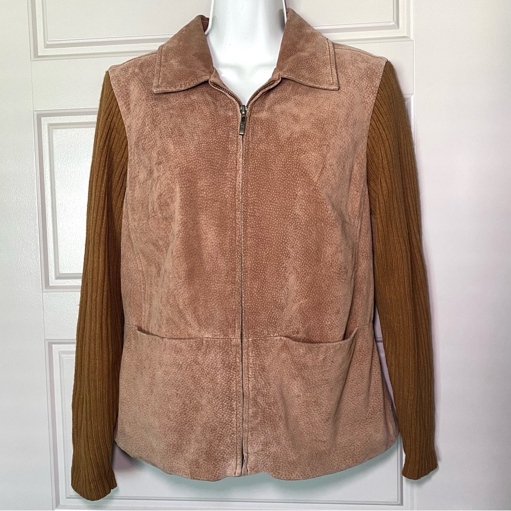 Live a Little Tan Teddy Jacket with Brown Knit Sleeves